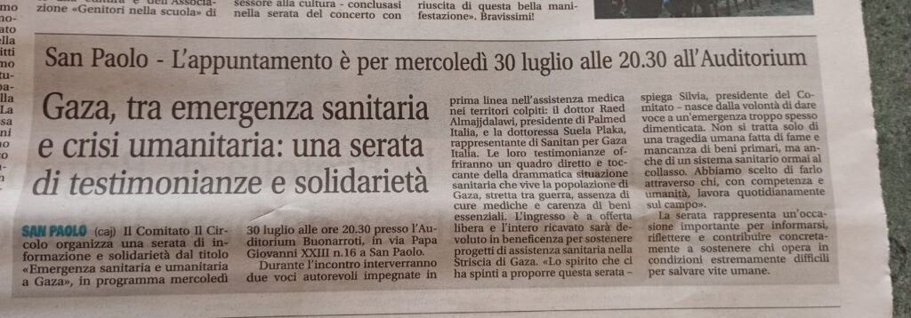 articolo di giornale Gaza